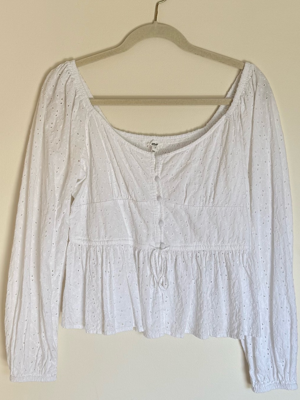 aerie long sleeve peplum top
